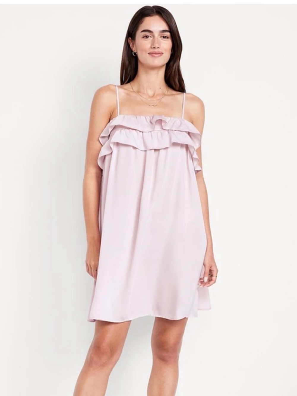 Ruffle Trim Slip Mini Dress, XXL